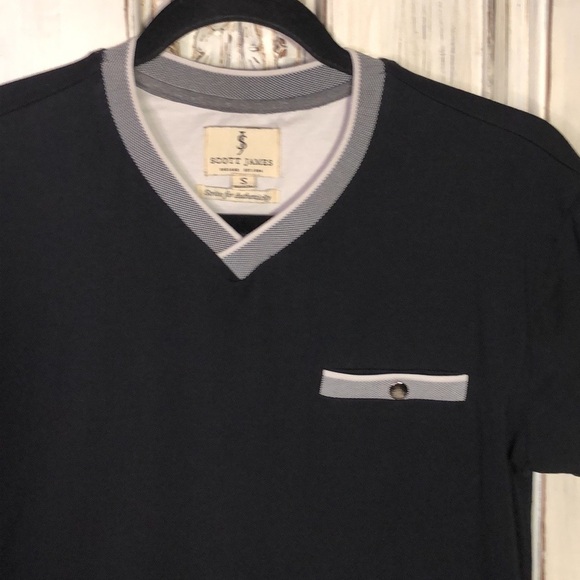 Men’s Scott James England Short Sleeve V Neck Popover Knit Upscale T Shirt S/S - Picture 5 of 10
